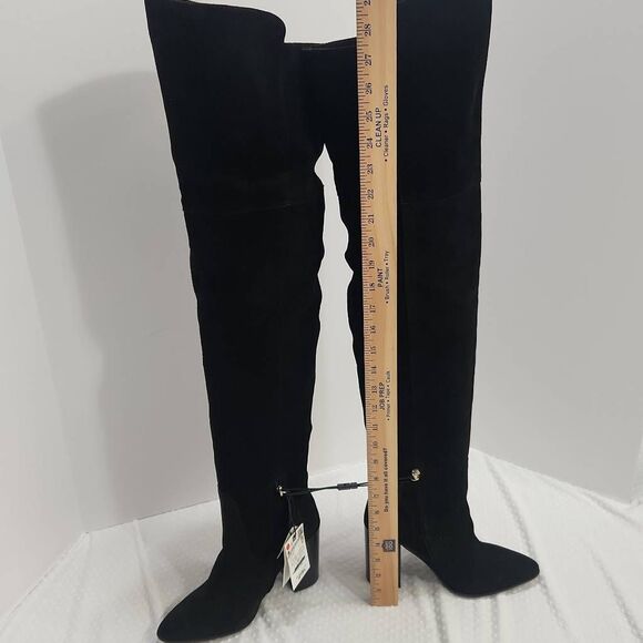 Zara Black Suede Over the Knee Boots Block Heel Women's Size 7.5 US / 38 EU - Picture 6 of 12